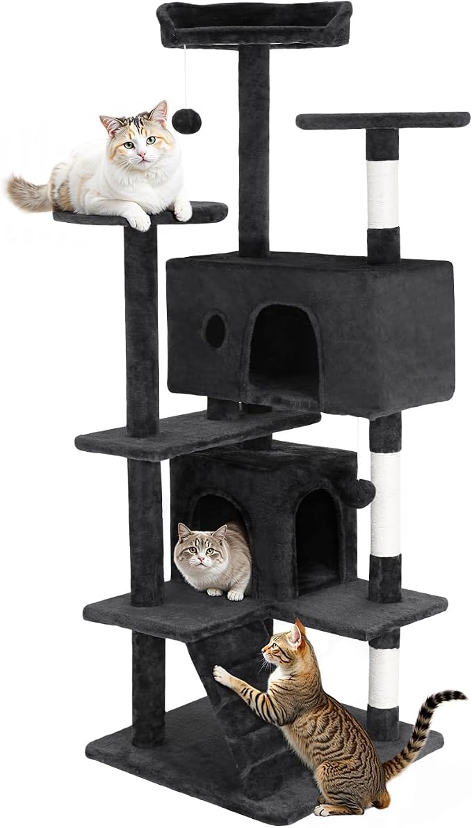FDW Cat Tree 54in Cat Tower Multi-Level Durable Cat Scratching Post & Cozy Fun by FDW