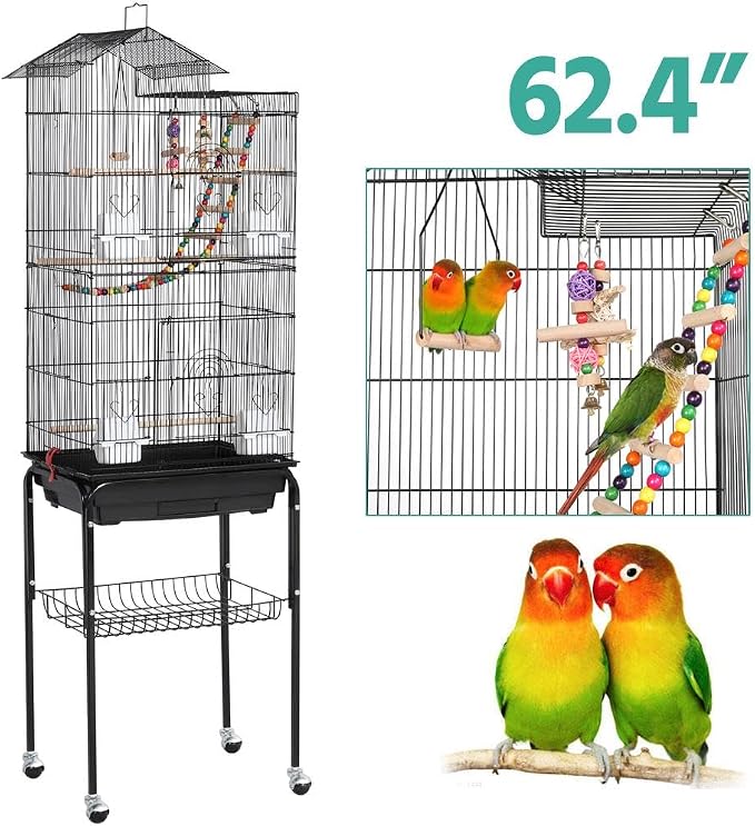 Yaheetech Bird Cage 64'' Medium Small Parrot Parakeet Bird Cages - Image 3