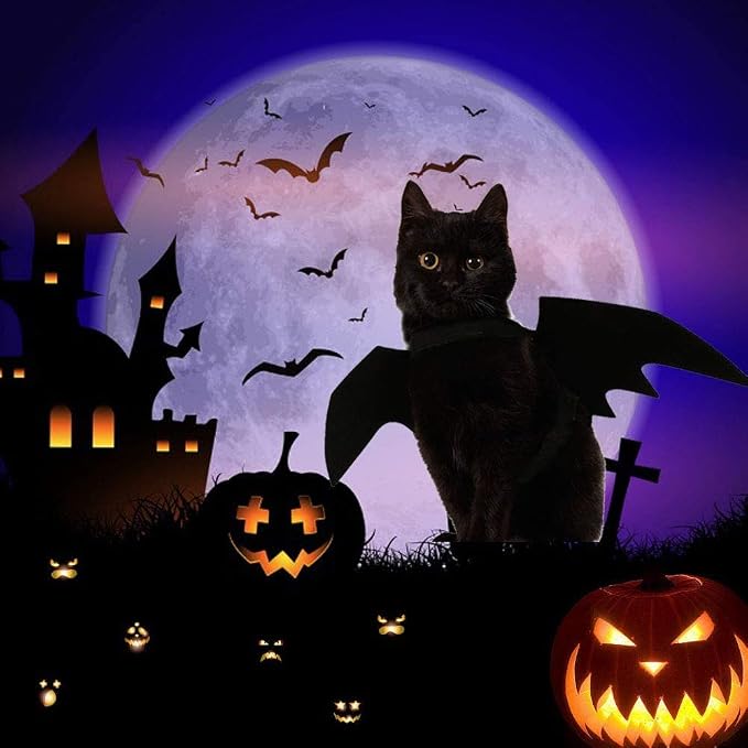 Cat Halloween Costume Bat Wings Pet Apparel Halloween Party Dress Up Accessories - Image 7