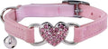Heart Bling Cat Collar with Safety Belt and Bell Adjustable 8-10 inches by WDPAWS