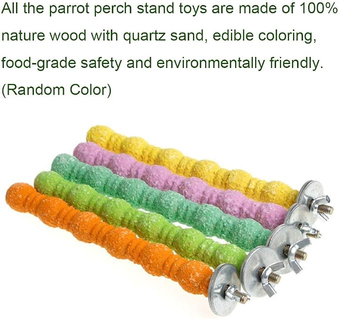 kathson 3PCS Bird Perch Parrot Stand Cage Accessories Natural Wooden Stick Paw - Image 7