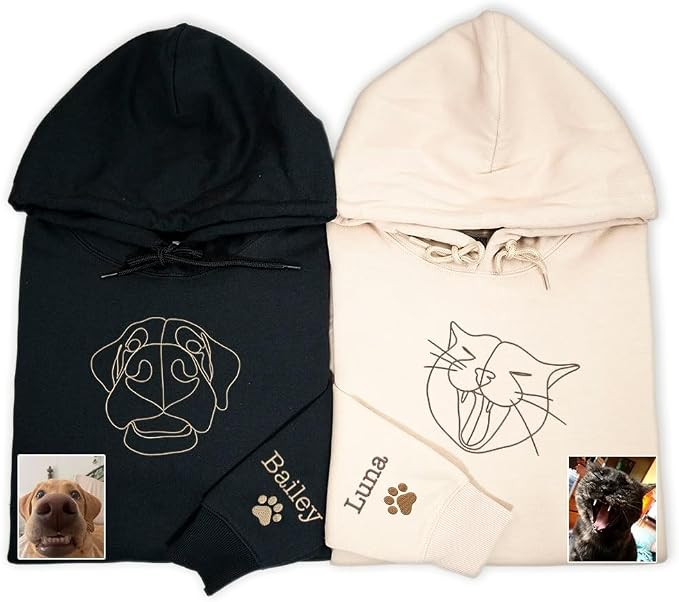 Personalized Embroidered Dog Hoodie, Personalised One-Line Dog Shirt, Unisex by MY4LOVE