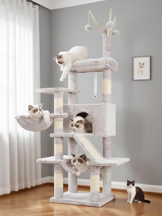Cat Tree, Cat Condo with Cat Scratching Post and Board, Cat Hammock, Muchroom by Gitelnour