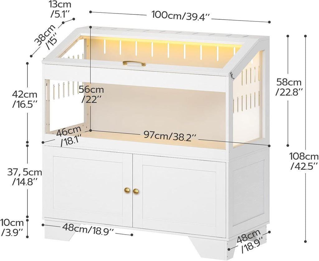 HOOBRO Large Hamster Cage with Storage Cabinet, White - GlobalHabitat Supply