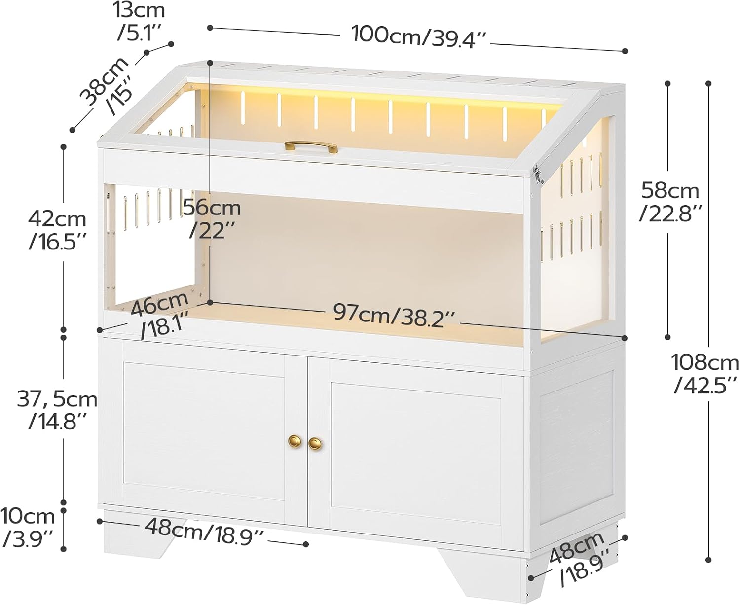 HOOBRO Large Hamster Cage with Storage Cabinet, White - GlobalHabitat Supply
