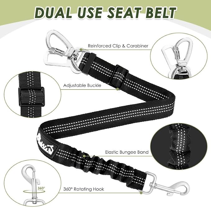 SlowTon Dog Seat Belt Harness for Car, Dog Car Harness Adjustable Mesh - Image 3