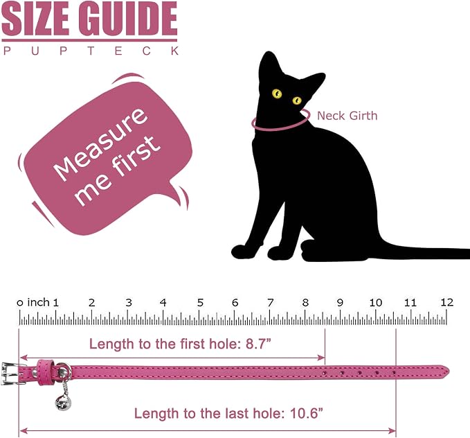 PUPTECK 2 PCS Soft Genuine Leather Cat Kitten Collar - Image 6