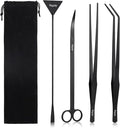 Segarty Longer Aquarium Aquascaping Tools, 4 in 1 Stainless Steel Black by Segarty