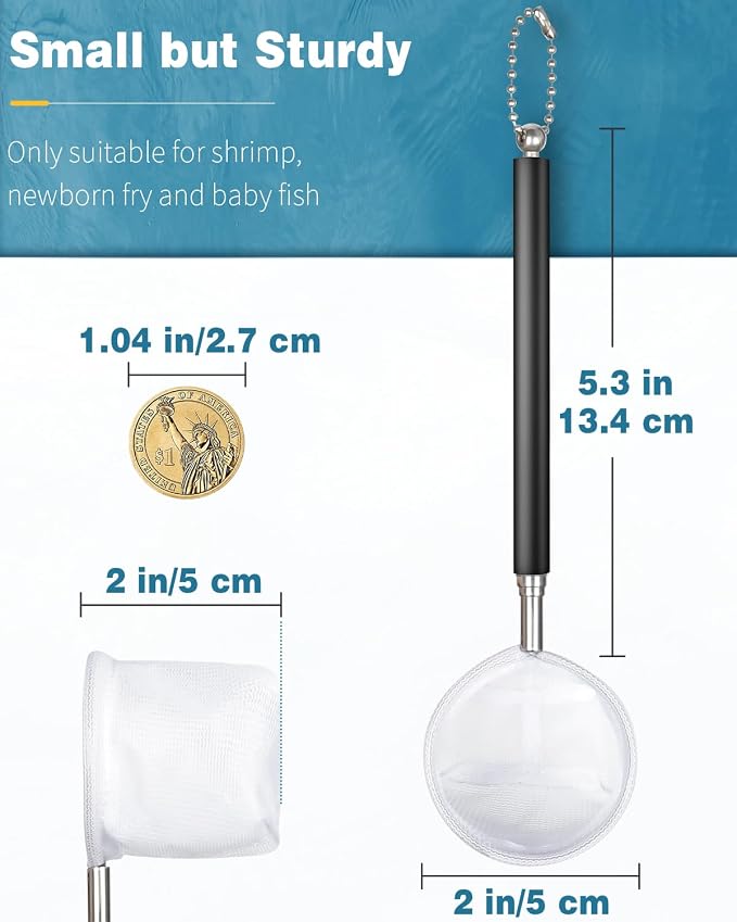 Pawfly Aquarium Shrimp Net, 2 Inch Tiny Fish Tank Net - Image 3