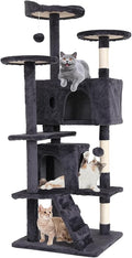 Large Cat Tree with Scratching Post, Wooden Frame, Sisal Ropes, 3 Platforms by Home