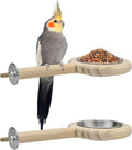 KATUMO Bird Perch Feeding Cup Birds Platform Parrot Wood Perch Stand Toy Cage by KATUMO