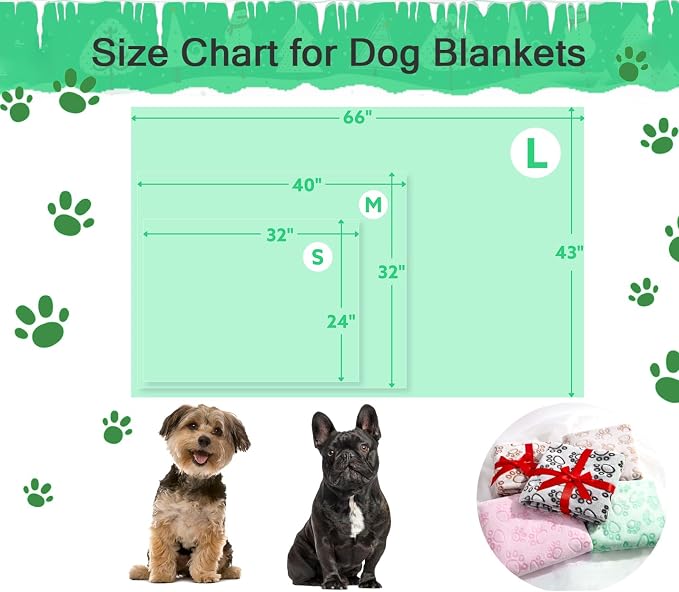 Green Soft Puppy Blanket, with Flannel Green Cute Paw Print, 24 * 32 inches - Image 6