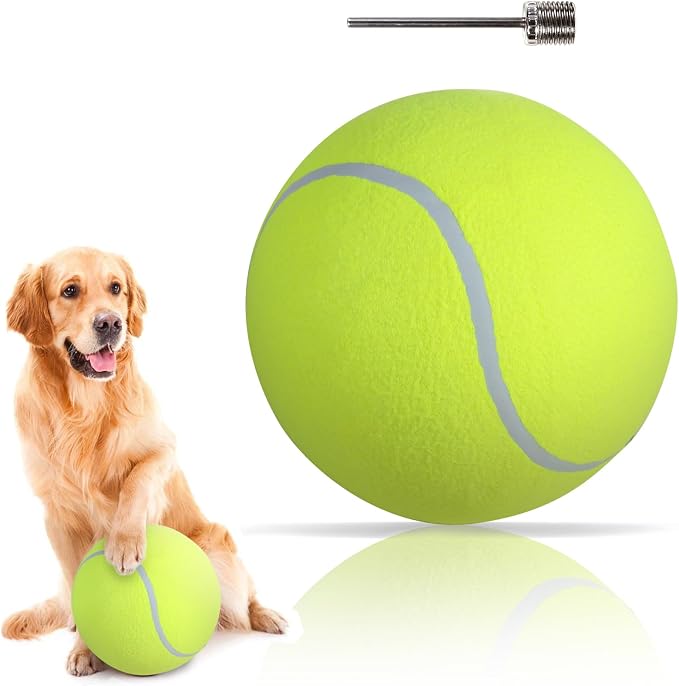 susu & wuwu Giant Tennis Ball for Dogs Yellow Big Tennis Ball for Dog Birthday by susuwuwu