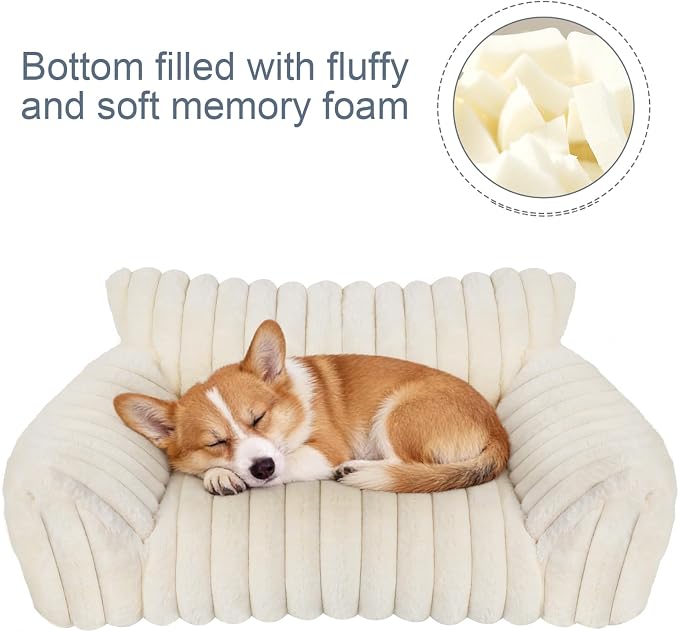 Cute Dog Cat Couch for Medium Large Dogs, Fluffy Pet Sofa Dog Couch Bed - Image 3