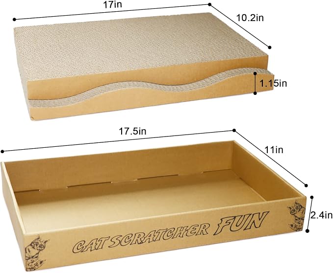 Cat Scratch Pad Cardboard Scratcher Box, Reversible Durable, - Image 3