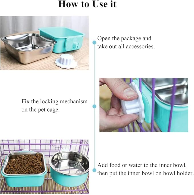 Dog Crate Bowl for Cage, Detachable Stainless Steel Pet Food Bowls, Hanging - Image 5