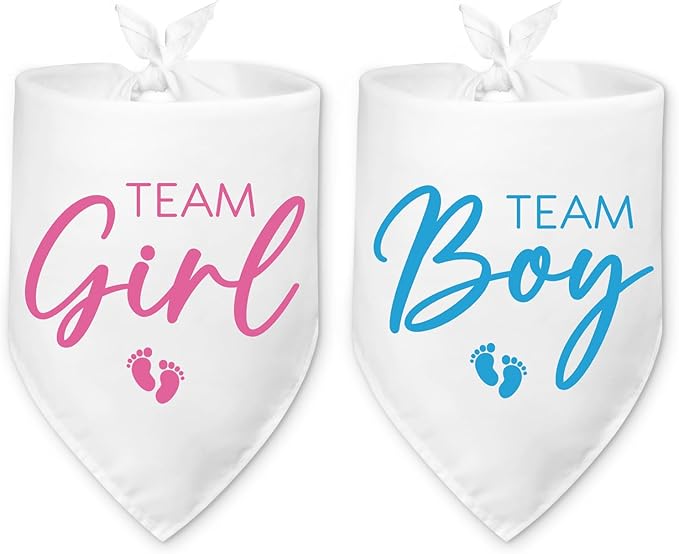 2 Packs Team Girl Team Boy Gender Reveal Baby Announcement Dog Bandana Pet by Hialektur