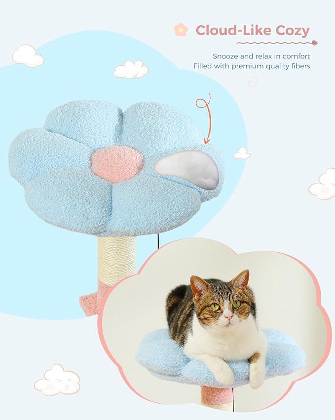 Flower Cat Tree 47.2" Multi-Level Cat Tower - Image 4
