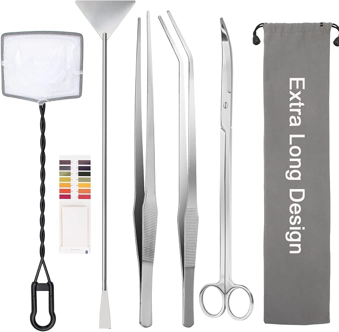 7 in 1 Aquarium Aquascape Tool Kit 15 inch, Aquatic Plant Extra Long by Liveek
