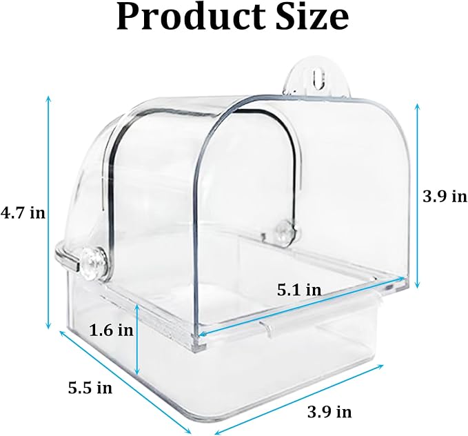 Tfwadmx Bird Cage Bath Hanging Parrot Bath Tub Water Shower Food Feeder Holder - Image 2