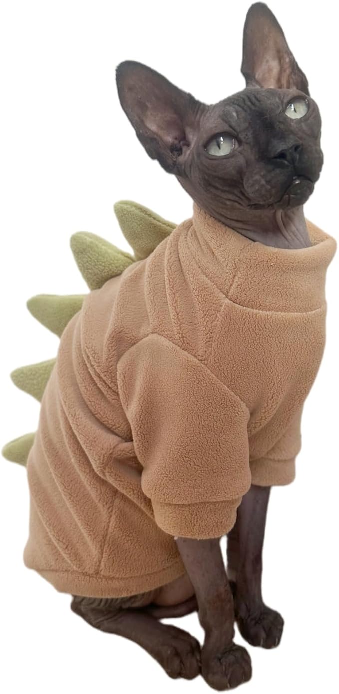 Dinosaur Sphynx Cat Clothes, Soft Polar Fleece Sweater - Image 5