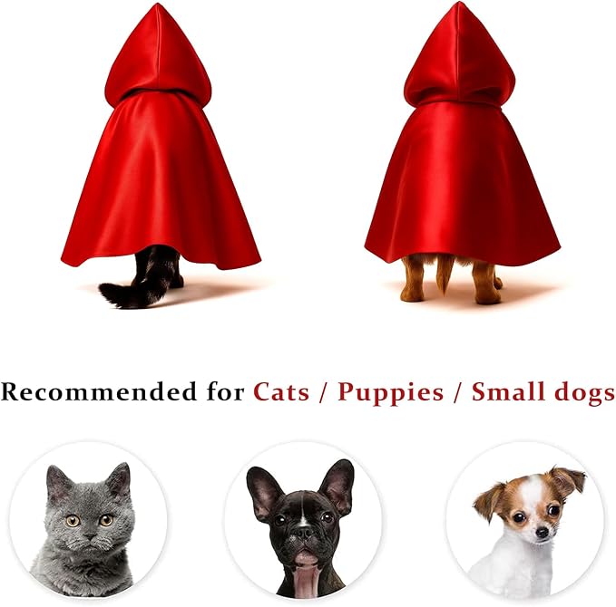 Red Cat Cloak with Hood for Indoor Cats, Funny Superhero Cosplay Halloween - Image 3