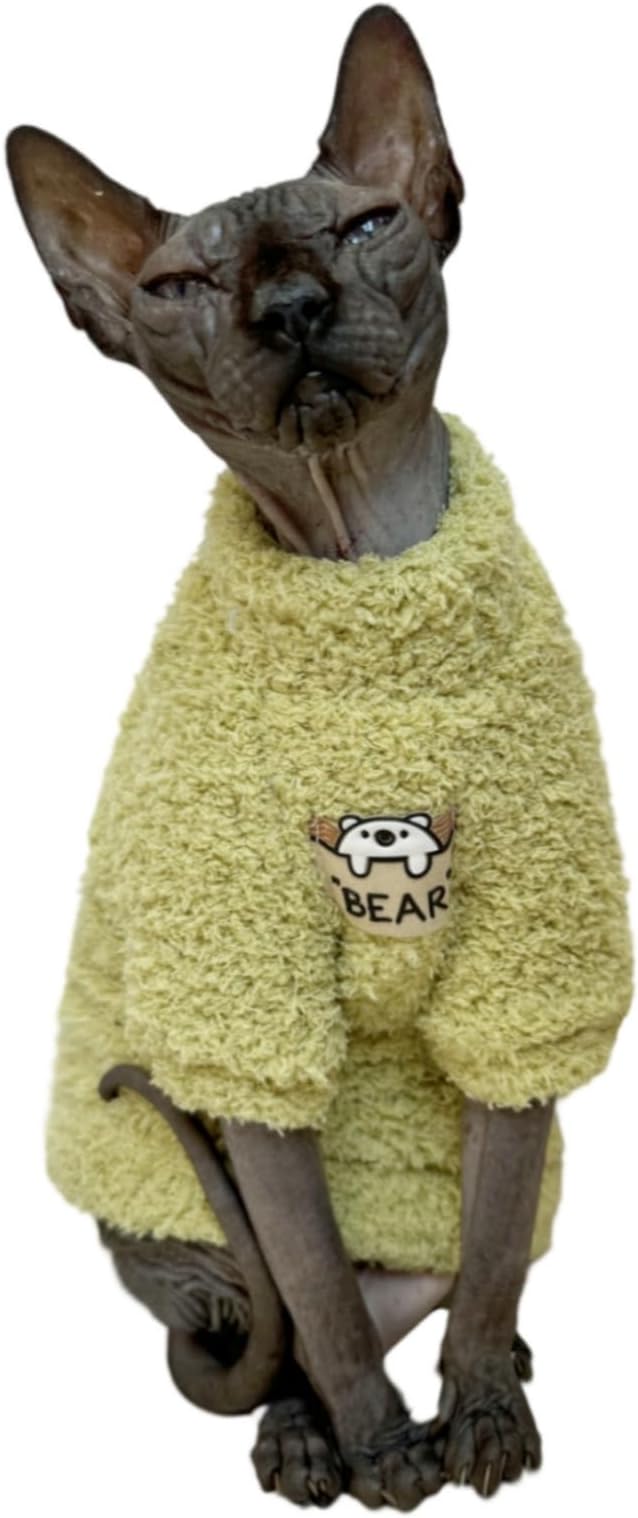 Sphynx Cat Clothes Hairless Cat Super Soft Warm Fleece T Shirt Elastic Winter - Image 3