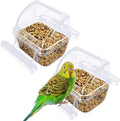 2 Pack Bird Feeders for Cage, No Mess Clear Hanging Parrot Food Bowl, Plastic by sevvynaut