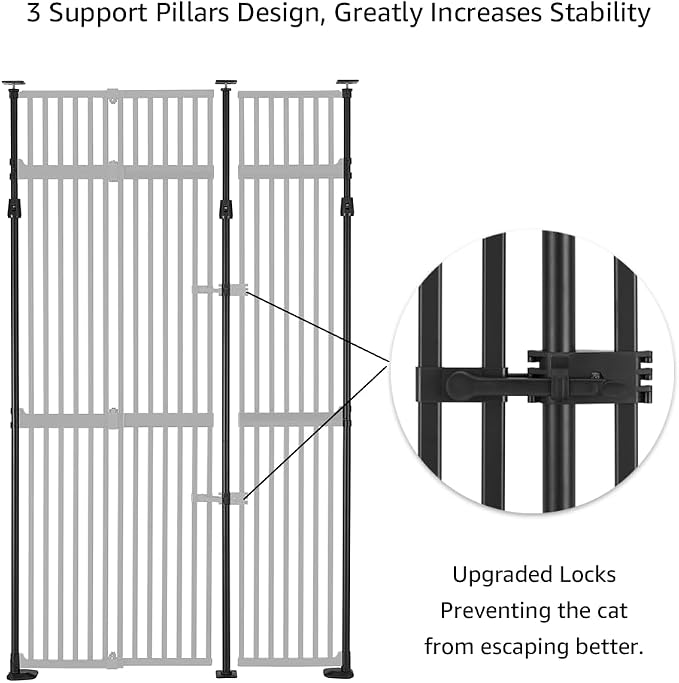 unipaws 86" High Extra Tall Cat Gate, Auto Closing and No Drilling Safety Gate - Image 5