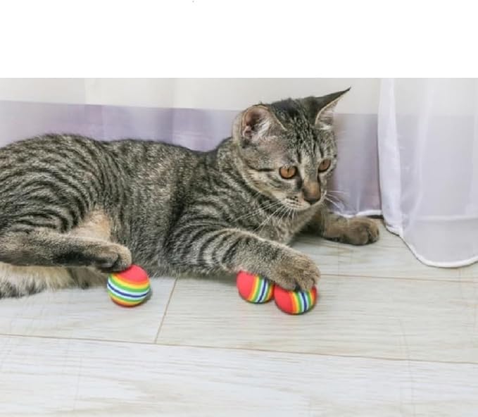 12PCS Foam Balls for Cats, Colorful Rainbow Cat Toy Sponge Balls Soft Pet Toy - Image 7