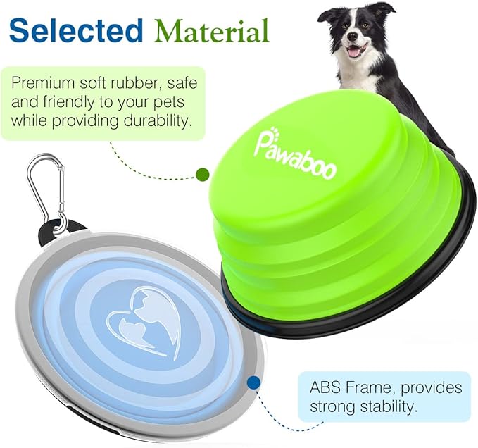 Pawaboo Collapsible Dog Bowls 2 Pack, Silicone Feeding Watering Bowls - Image 7