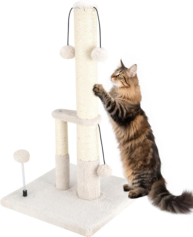 Dimaka Tall Cat Scratching Post, Double Lower Posts Extra Stable Cat Post Tree by DIMAKA