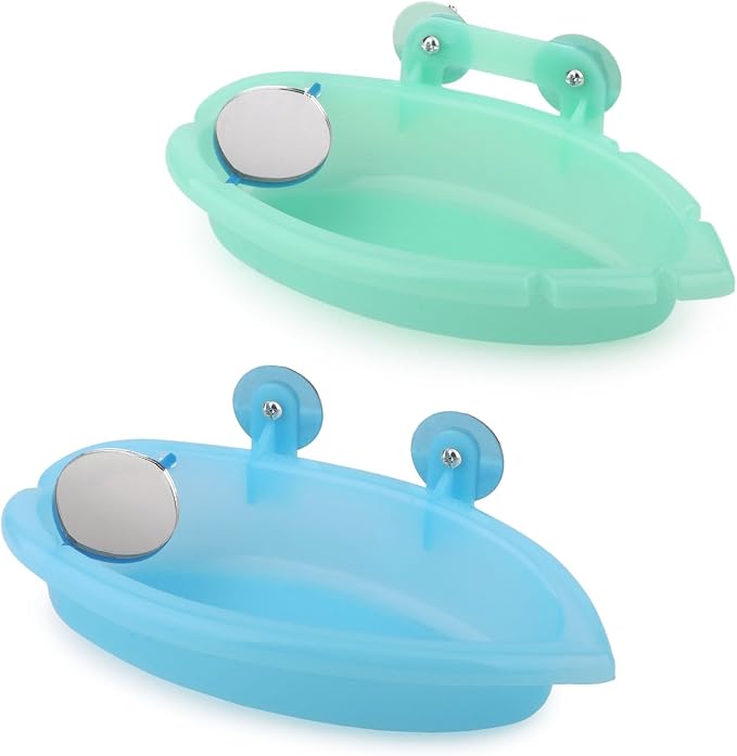 Wontee Bird Bath Box with Mirror Portable Parrot Hanging Bathroom Bathing Tub - Image 7