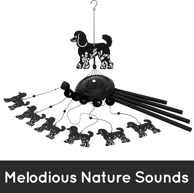 Poodle Wind Chimes for Garden, 34.6 Inch Weather-Resistant Metal Windchime - Image 4