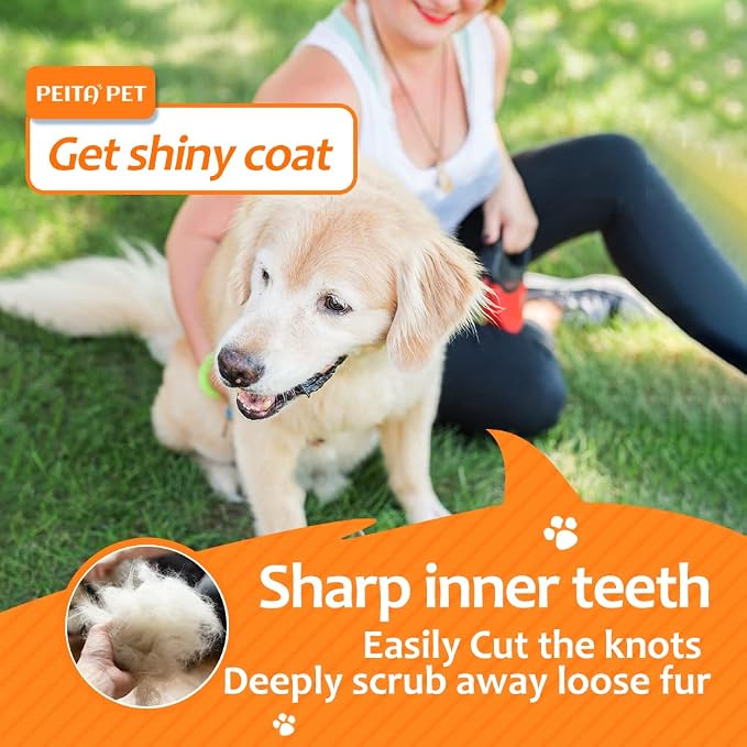 Undercoat Rake for Dogs, 2 in 1 Dematting Comb & Deshedding Tool for Long Hair - Image 5