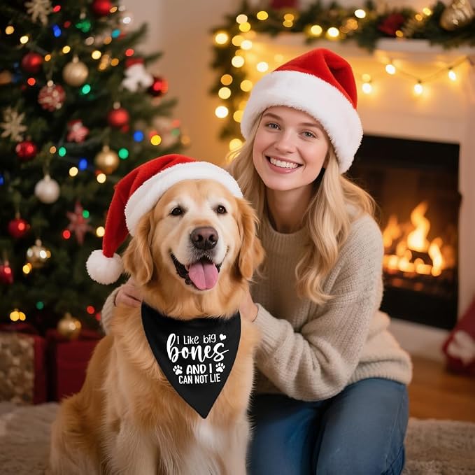 I Like Big Bones and I Can Not Lie Black Dog Bandana, Funny Bones Printing - Image 5