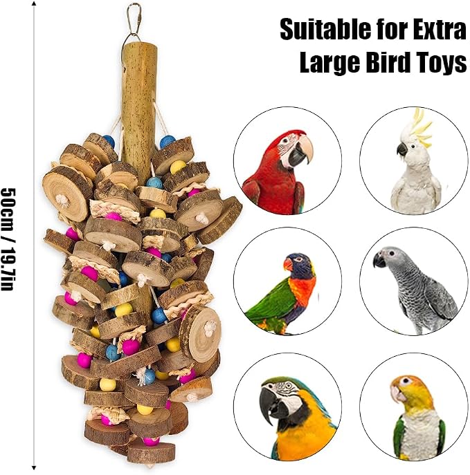 Extra Large Bird Parrot Toys- 19.7 inch Multicolored Natural Wooden Block - Image 12