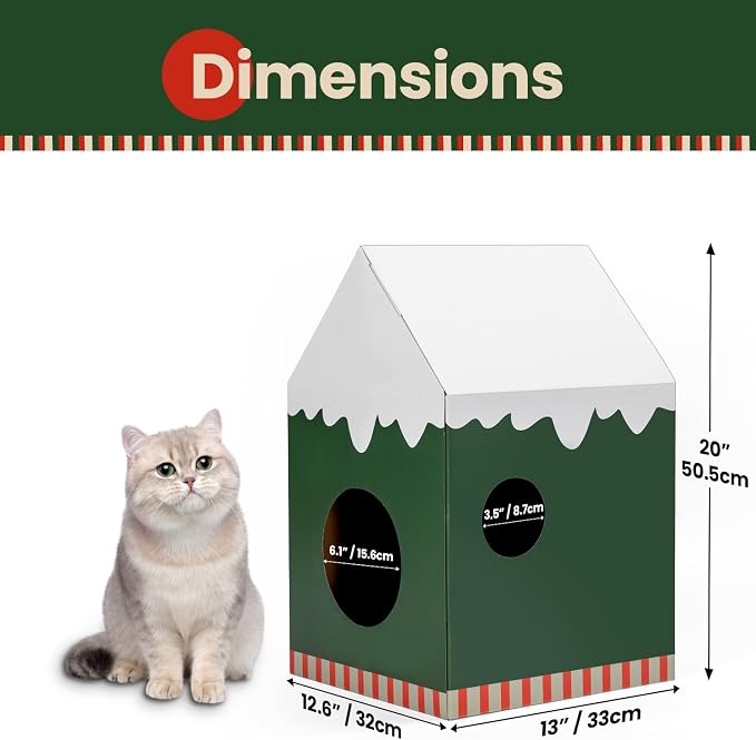 Cardboard Cat House with Scratch Pad & Catnip, Cat Play Scratching House - Image 5