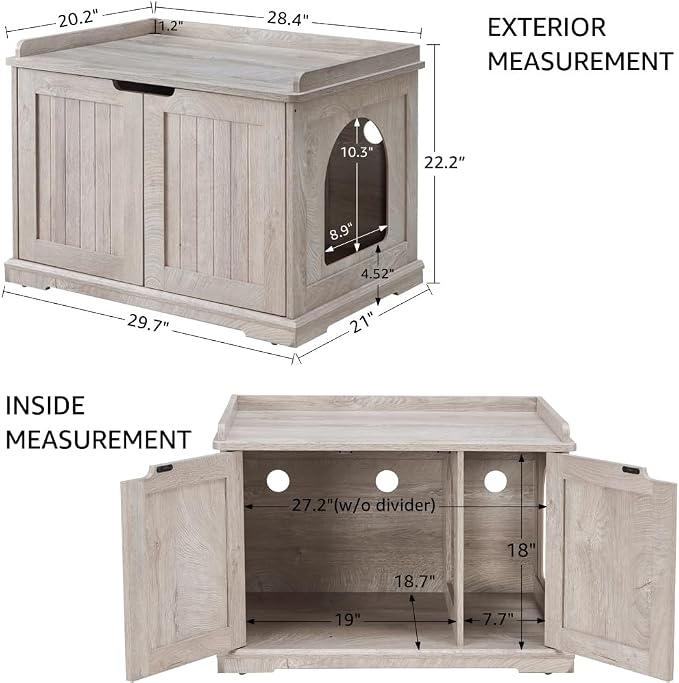 unipaws Cat Litter Box Enclosure Furniture, Hidden Litter Box Cover Washroom - Image 6