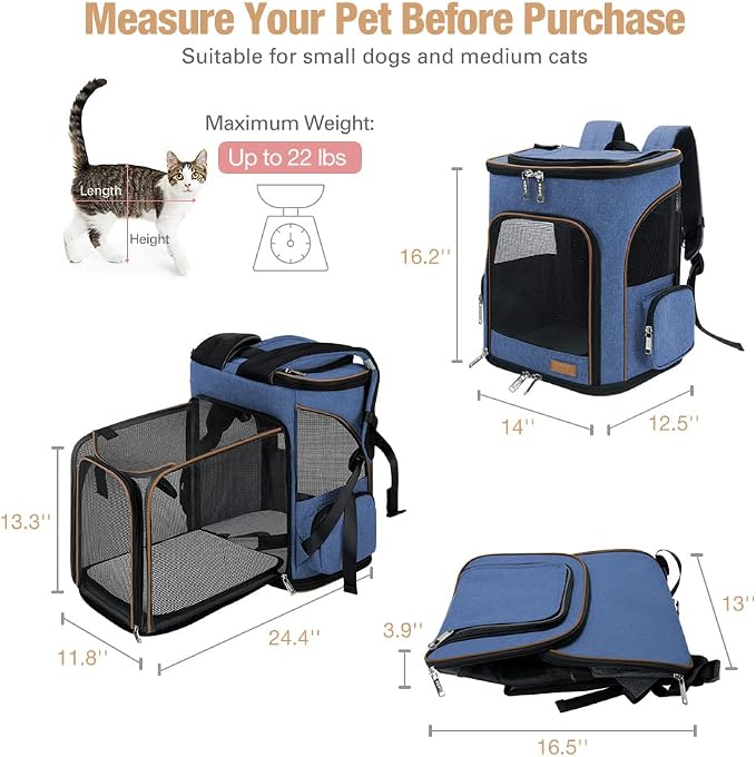 Lekereise Large Cat Backpack Carrier Fit Up to 20 25 Lbs, Expandable Pet - Image 2