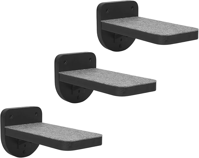 ESPETS Set of 3 Black Natural Sturdy Wood Cat Wall Floating Steps by ESPETS
