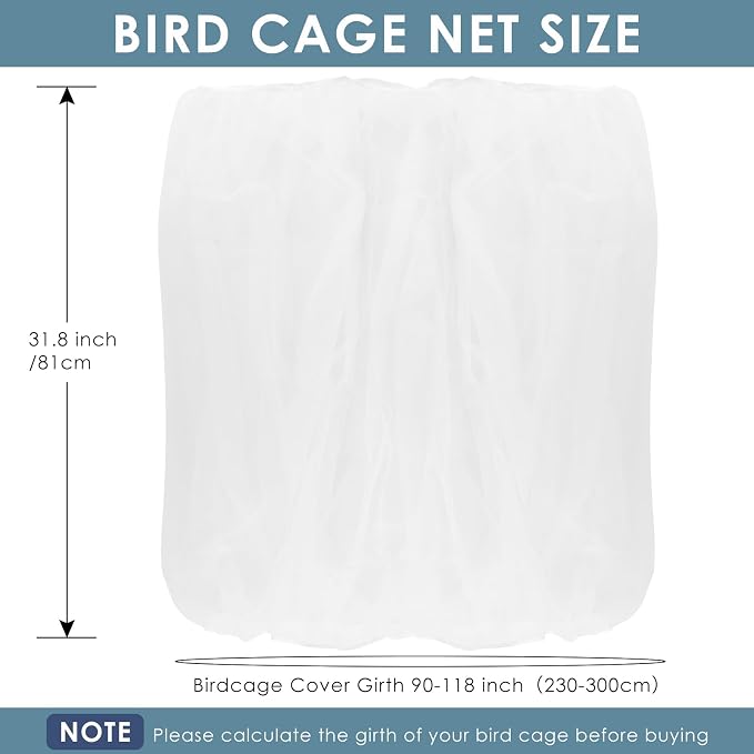 Bissap Bird Cage Seed Catcher, 90-118‘’ Universal Birdcage Net Nylon 31.8'' H - Image 2