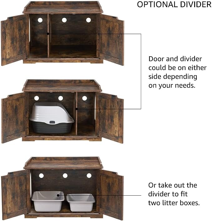 unipaws Cat Litter Box Enclosure Furniture, Dog Proof Hidden Litter Box Cover - Image 3