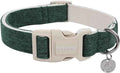 DOGWONG Cotton Hemp Dog Collar, Heavy-Duty Christmas Green Dog Collar
