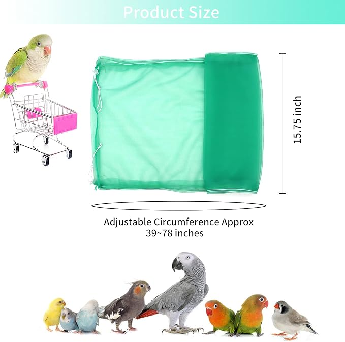 Daoeny Universal Bird Cage Cover, Adjustable Seed Feather Catcher, Soft Airy - Image 3