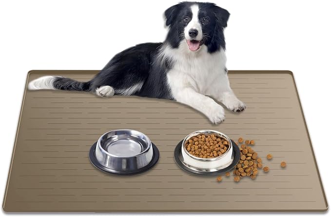Large Dog Mat for Food and Water, 31.8"x23.8" Silicone Pet Feeding Mats by Goldleaf