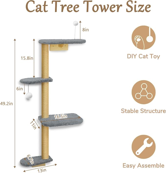 Wall Mounted Cat Wall Shelves and Climbing Tree - Image 4