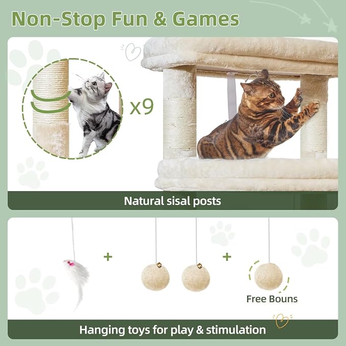 Taoqimiao 71 Inches Cat Tree for Large Cats 20lbs+, 3 Giant Perches, Widened - Image 6