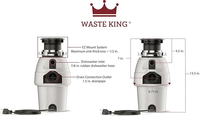 Waste King Legend Series Continuous Feed Garbage Disposal - Image 4