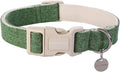 DOGWONG Cotton Hemp Dog Collar, Heavy-Duty Green Dog Collar Adjustable Soft by DOGWONG